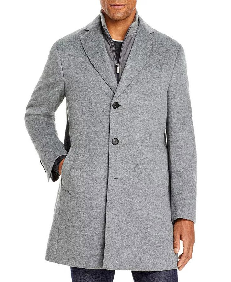 Wool Regular Fit Topcoat With Bib