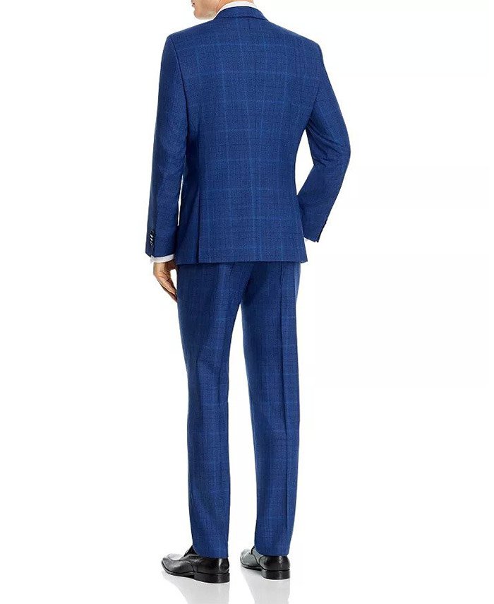 Genius Wool Blue Tonal Plaid Slim Fit Suit