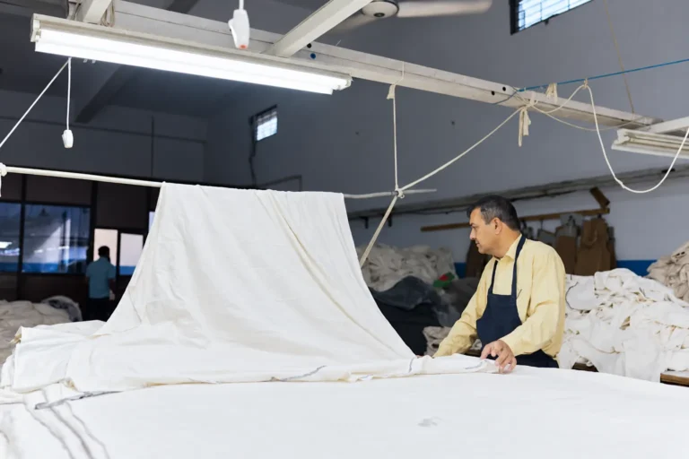Fabric inspection & preparation Fabric inspection and preparation at the Al Haseeb Apparels production unit
