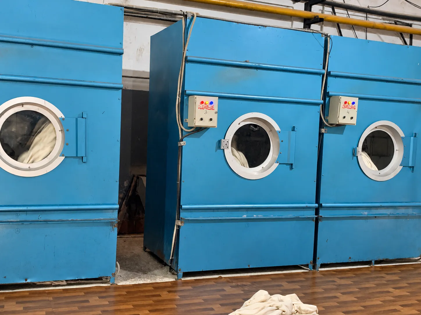 Textile tumble dryers Industrial tumble dryers used for textile production.